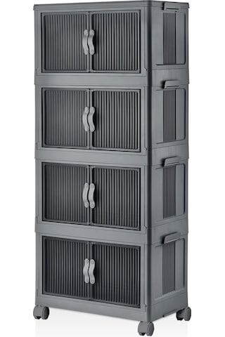 Evle Katlanabilir Modüler Dolap 4 Lü 54 Cm X 31,7 Cm X 127 Cm Antrasit