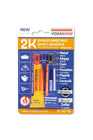 Vodabond 2K Rapid Epoksi Yapıştırıcı Şeffaf 15g+15g