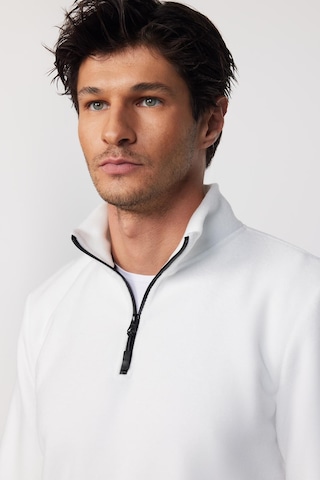 Tudors Erkek Dik Yaka Tüylenme Yapmayan Soğuk Geçirmez Standart Fit Rahat Kesim Polar Ekru Sweatshirt-30139-ekru Ekru