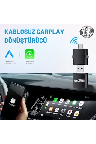 Embatech 2in1 Kablosuz Android Auto Ve Carplay Adaptörü Emt-006