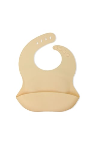Jojobebek Ayarlanabilir, Bebek Silikon Mama Önlüğü, Çocuk Silikon Mama Önlüğü - 2 Adet (KREM - BEJ)