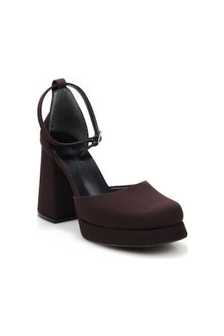 Papuçcity Moda Zen 03512 Kadın Topuklu Abiye Ayakkabı Kahve-saten