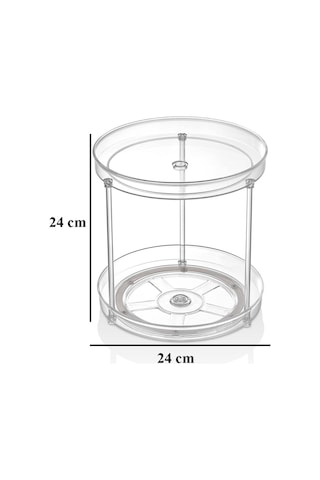 Lumora 360 Şeffaf 2 Katlı Döner Makyaj & Banyo Organizeri 24 24 Cm Düzenleyici Stand Plastik Beyaz Diğer