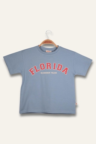 Zeyland Erkek Çocuk Florida Baskılı T-shirt - Mavi Mavi