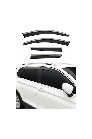 Vw Tiguan 2016-2021 Arası Uyumlu Araca Özel Chrome Style Akrilik Cam Rüzgarlığı Koyu Duman 4 Parça