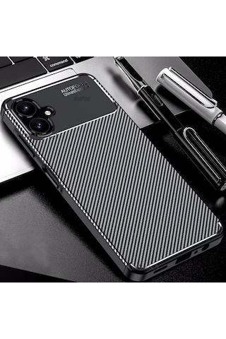 Samsung Galaxy Uyumlu A06 Kılıf Kamera Korumalı Karbon Desenli Silikon