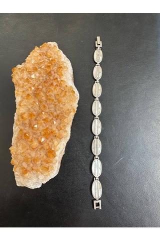 Sedef Taşlı 925 Ayar Gümüş Bileklik 22,45 Gram 17 Cm S Beden