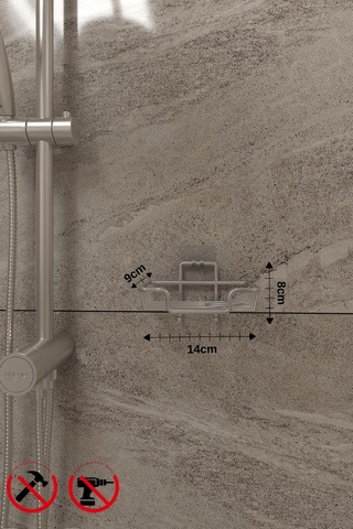 Alper Banyo Krom Güçlü Yapışkanlı Duvara Asılabilir Sabunluk - Metal Katı Sabunluk - Mutfak Sabunluğu