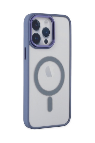 iPhone Uyumlu 15 Pro Max Uyumlu Kamera Korumalı Magsafe Şeffaf Kılıf Buz Mavisi