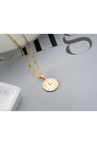 Pırlanta Kolye Kişiye Özel Saat Özel An Kolyesi Zaman Kolye.rose.gold.rodaj Saat Gold
