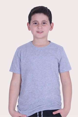 Fyk Kids Düz Model Farklı Renk Seçeneği Ile Unisex Çocuk Tişört Gri