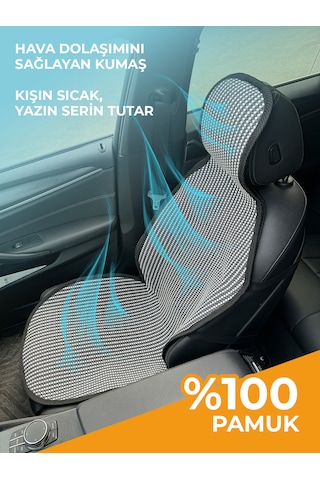 Meka Part Oto Koltuk Koruyucu Kılıf Çizgili Füme Beyaz Universal