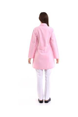 Doktor Öğretmen Kadın Önlük Ara Boy Ceket Yaka - 12 Açık Pembe-6360-12 A.pembe