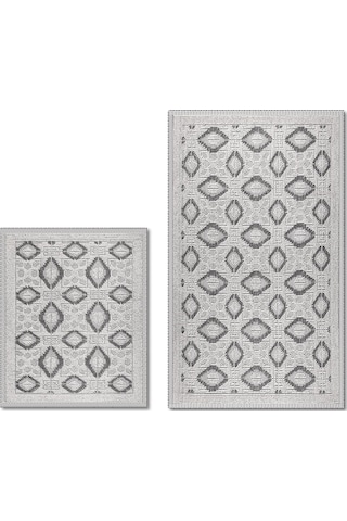 Şile Doğal Pamuklu 2'li Banyo Paspas & Halı Seti 60x100+50x60 Grey Gri