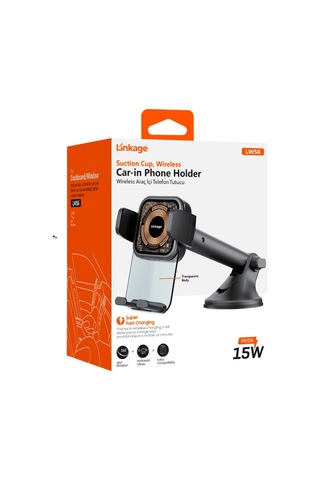 Lws6 15w Kablosuz Hızlı Şarjlı Vantuzlu Araç İçi Telefon Tutucu - Şeffaf Gövdeli, 360 Derece Dönebilen Cam Ve Torpido Uyumlu Tutucu