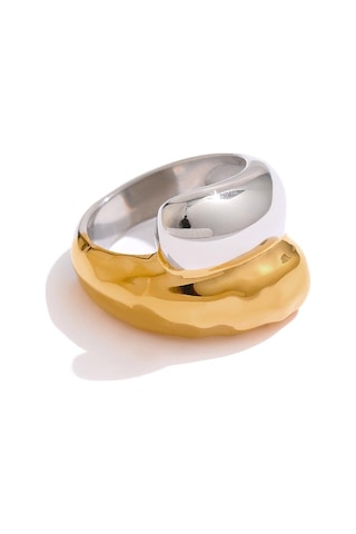 Eetit Paslanmaz Çelik Yüzük Kadın Geometrik Metal Parmak Yüzük 8 Altın