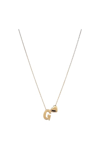 Altın Nesil - 14 Ayar G Harfli Kalpli Hayalet Zincir Altın Kolye