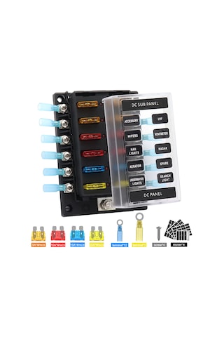 Moveevo 12 Yollu Sigorta Kutusu, Kısa Devre Gösterge, 16 Adet Sigorta Ve 14 Adet Isıtma Borusu Terminali İle Otomobil, Rv, Gemi Uygun 100