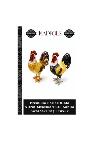 Premium Parlak Biblo Vitrin Aksesuarı Stil Sahibi Swaroski Taşlı Tavuk