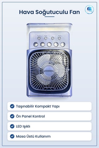 Hava Soğutuculu Vantilatör Taşınabilir Masaüstü Serinletici Led I