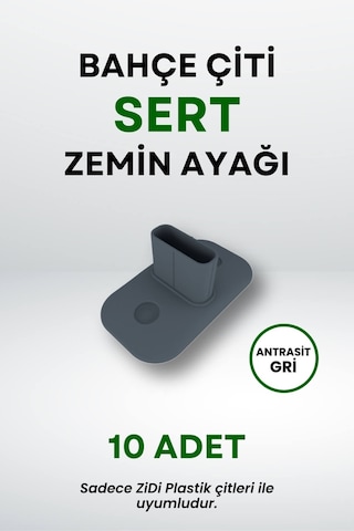 Çit Uyumlu Sert Zemin Ayak 10'lu - Antrasit Gri