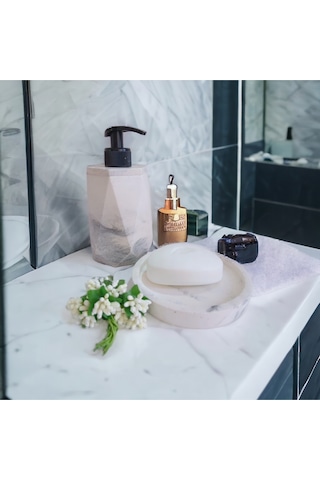 Marble Beton Sıvı Ve Katı Sabunluk Siyah