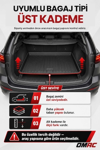 Citroen C5 Aircross 2025+ Uyumlu Araca Özel Kauçuk Tpe Bagaj Havuzu Siyah Üst Kademe İçin