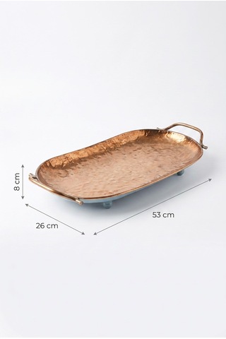 Dekoratif Metal Tepsi Ort Bronz