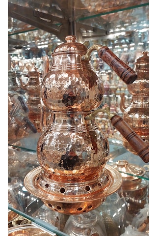 Bakır Çaydanlık & Bakır Demlik El Dövmesi Dövme Desenli Bakır Çay
