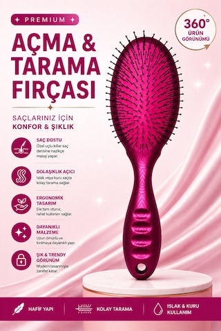 Aqua Brush Açma & Tarama Fırçası Premium Dolaşık Açıcı Saç Fırçası Islak & Kuru Kullanım