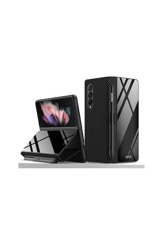 Galaxy Z Fold 3 Kılıf Zore Kalem Bölmeli Droga Kılıf Siyah