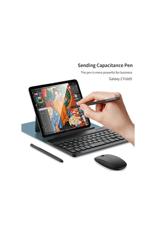 Samsung Uyumlu Galaxy Z Fold5 Gkk İçin Dişli Ayarı Bluetooth Klavye Deri Kılıf Kalem + Klavye + Fare + Kılıf