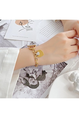 Gümüş Opk Moda Aşk Paslanmaz Çelik Bileklik Kız