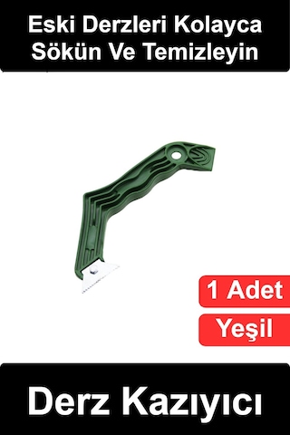 Derzkazıyıcı Derz Kazıyıcı Yeşil Saplı Metal Uçlu Dişli Seramik Fayans Karo Arası Temizleme Sökme A