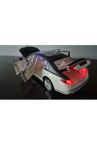 Metal Model Araç Mercedes S Class Oyuncak Araba Çek Bırak Sesli 23 Cm Beyaz Siyah