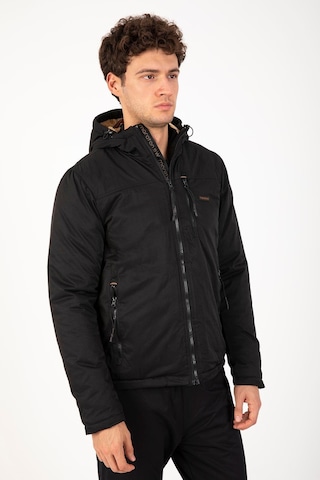 Maraton Sportswear Regular Erkek Kapşonlu Uzun Kol Basic Siyah Ceket 21365 Siyah