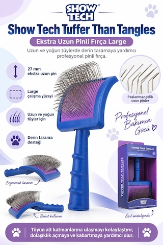 Showtech Tuffer Than Tangles Ekstra Uzun Kedi & Köpek Tarama Fırçası Large