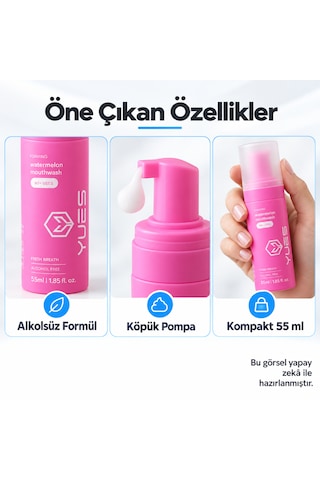 Yues Karpuz Aromalı Köpük Ağız Gargarası Alkolsüz 55 Ml