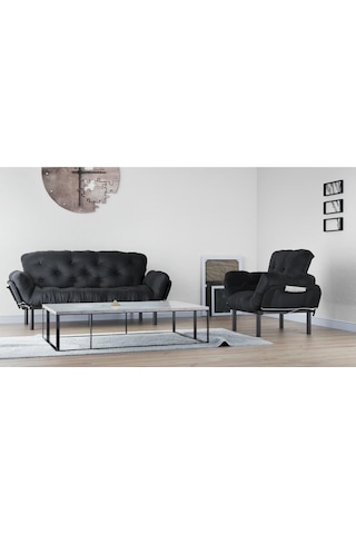 Pafu Nitta Koltuk Takımı 3+1 Siyah