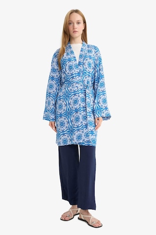 Defacto Relax Fit Bisiklet Yaka Desenli Viskon Kimono E7262ax25smbe43 Mavi