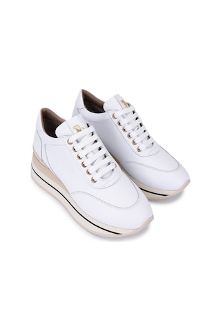 Tamer Tanca Kadın Hakiki Deri Sneakers & Spor Ayakkabı 923 1200 Bn Ayk Y25 Beyaz Dr/krem Beyaz