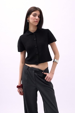 Bebe Yaka Düğmeli Bluz Siyah