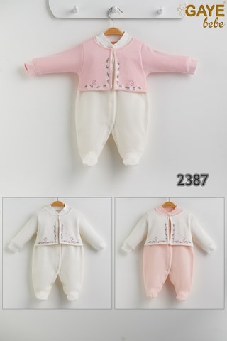 Kadife Tulum - Kız Bebek Beyaz - Pembe