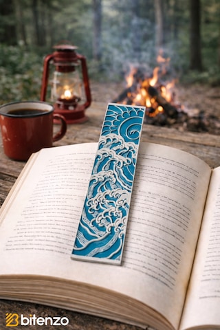 Mavi Dalgalar Desenli Kitap Ayracı