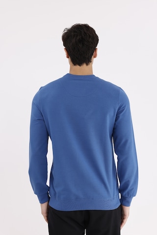 Rowinger Minimal Göğüs İşlemeli Rahat Kalıp Esnek Manşetli Mevsimlik Bisiklet Yaka Sweatshirt İndigo