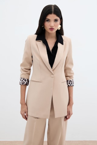 Sateen Mono Yaka Klasik Ceket - Camel