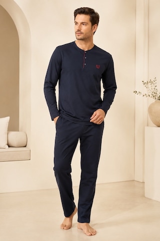 Loule Erkek Lacivert %100 Pamuk Penye Uzun Kollu Pijama Takımı