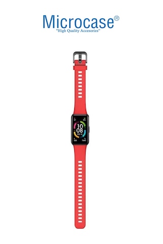 Microcase KY43 Honor Band 6 İçin Silikon Kordon Kayış Kırmızı