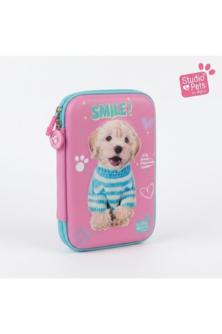 Bakgelal Studio Pets 3d Kabartmalı Kalem Kutusu Kedi Köpek Desenli Fermuarlı Bölmeli Okul Kalemliği Büyük - 9045016789168 124-Pembe