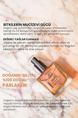 Bade Natural Rose Bitkisel Skualan İçerikli Çok Amaçlı Nemlendirici﻿﻿ Işıltılı Yağ 50 ML